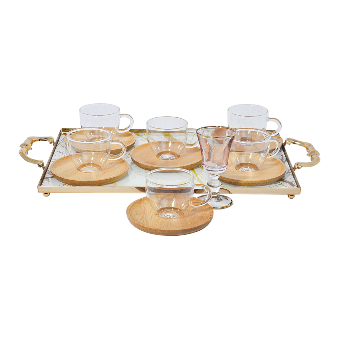 Cam Kahve Fincanı Bambu Fincan Altlığı 6 Kişilik 76.26 TL + KDV