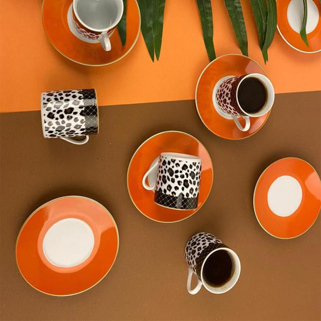 Sembol Kahve Fincanı Turuncu Tabak Leopar Desen Siyah/Sarı 84.74 TL + KDV