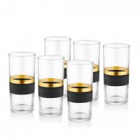 The Mia Glow Rakı Kadehi 6'lı Set Gold Siyah