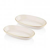The Mia Oval Servis Tabağı 29cm 2'li Krem/Gold