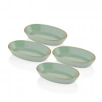 The Mia Oval Servis Tabağı 17 Cm 4'lü Yeşil/Gold