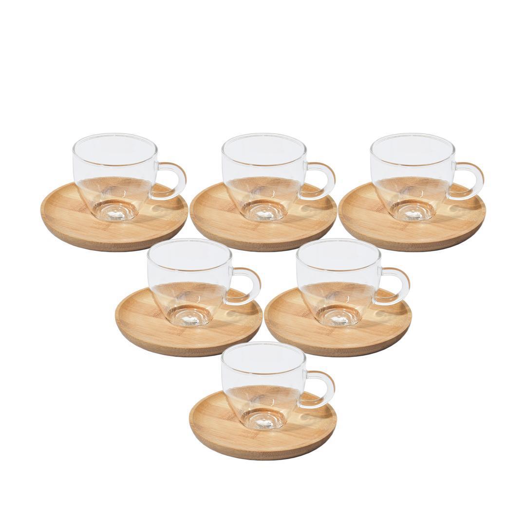 Tohana Cam Kahve Fincan Seti Bambu Tabaklı 84.74 TL + KDV