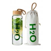 Bambu Kapaklı Cam Matara 600ml Kılıf Hadiyeli