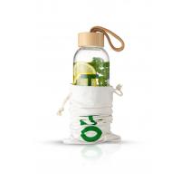 Bambu Kapaklı Cam Matara 600ml Kılıf Hadiyeli