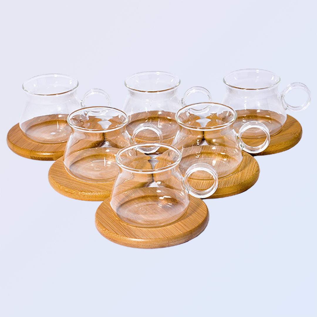 Cam Kahve Fincanı Takımı Bambu Tepsili 127.11 TL + KDV