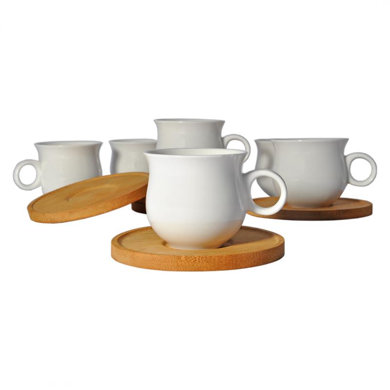 Porselen Kahve Fincanı Bambu Altlıklı 6 Kişilik 76.26 TL + KDV