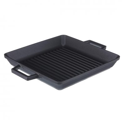 Lava Izgara Tava 26x26 Metal Çift Kulplu Siyah
