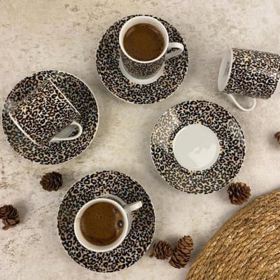 Sembol Kahve Fincanı Leopar Desenli