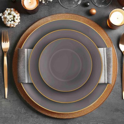 Gri Basic 24 Parça Yemek Seti