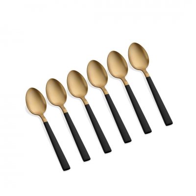 The Mia Çay Kaşığı 6'lı Çelik Gold Siyah