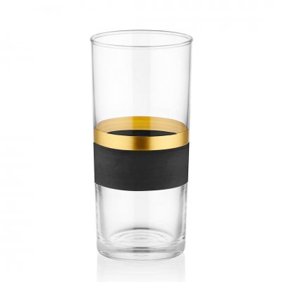 The Mia Glow Rakı Kadehi 6'lı Set Gold Siyah