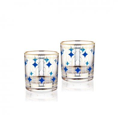 The Mia Viski Bardağı 2 Li Set 300 cc Mavi/Gold