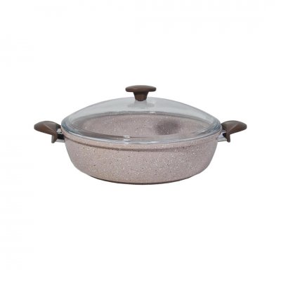 Thermoad Döküm Granit Basık 26 Cm Tencere Vizon